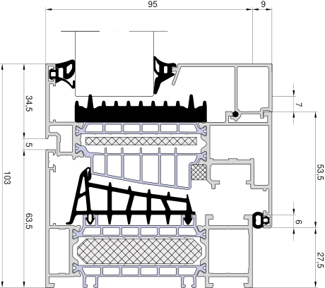 MB-104 PASSIVE – technische Zeichnung (Schnitt)