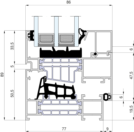 MB-86N – technische Zeichnung (Schnitt)